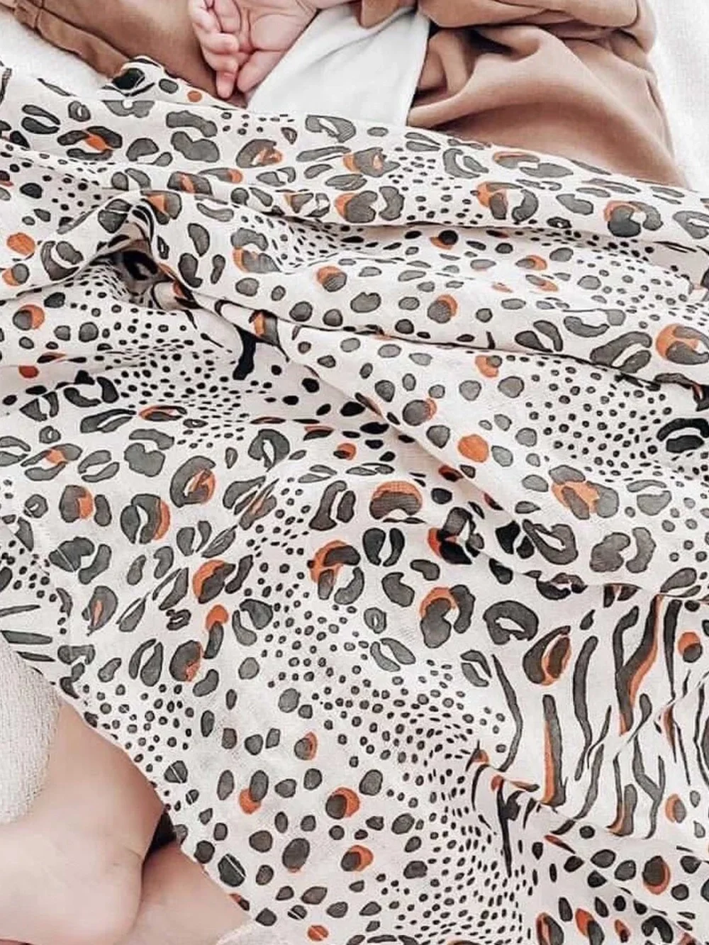 Nuzlin Organic Cotton Swaddle Blanket Nursing Cover Lightweight Animal Print